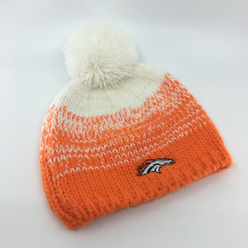 New Era NFL Denver Broncos Orange Knit Beanie Hat With Pom Pom Women’s OS